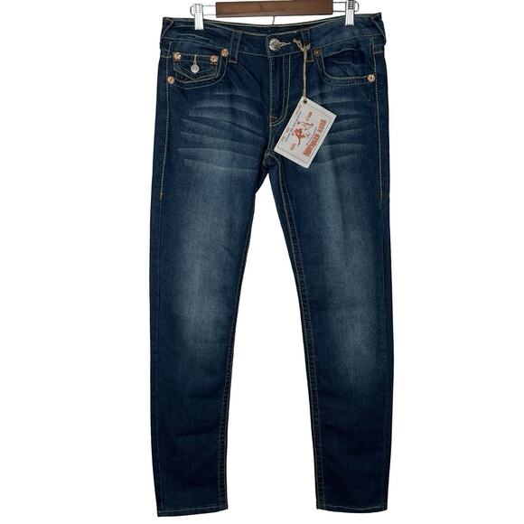 TRUE RELIGION JEANS NEW WITH TAG, JOEY PAUL FIT, SIZE 31, DISTRESSED INDIGO - Picture 1 of 14